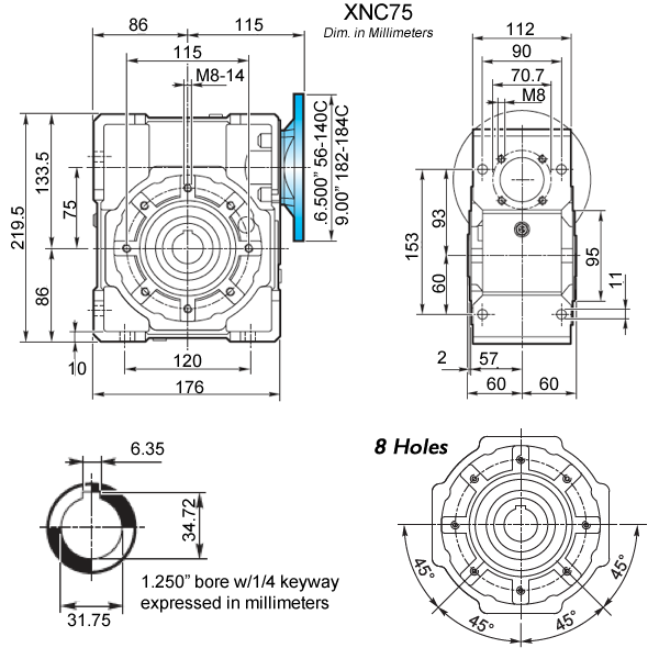 SUPER -X- NEMA WORM GEARBOX SIZE 75