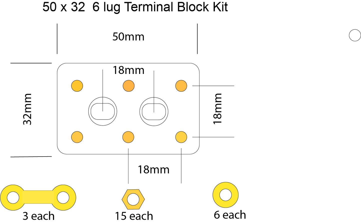 50x32 six lug terminal block kit