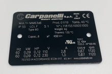 Load image into Gallery viewer, Carpanelli MM63a 0.09Kw/0.12HP 6pole 1ph AC Metric Motor or Brakemotor