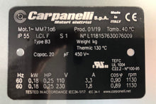 Load image into Gallery viewer, Carpanelli MM71a 0.18Kw/0.25hp 6-pole 110/230V 1ph AC Metric Motor or Brake Motor