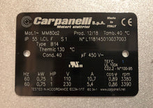 Load image into Gallery viewer, Carpanelli MM80a2 0.75Kw/1hp 110/230V 1ph AC Metric Motor or Brake Motor