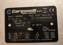 Load image into Gallery viewer, Carpanelli MM80b4 0.75Kw/1 Hp 110/230V/60Hz 1ph AC Metric Motor or Brake motor