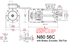 Load image into Gallery viewer, 0.5hp 6pole 3ph NEMA 56C AC, Brake, &amp; Vector Motors