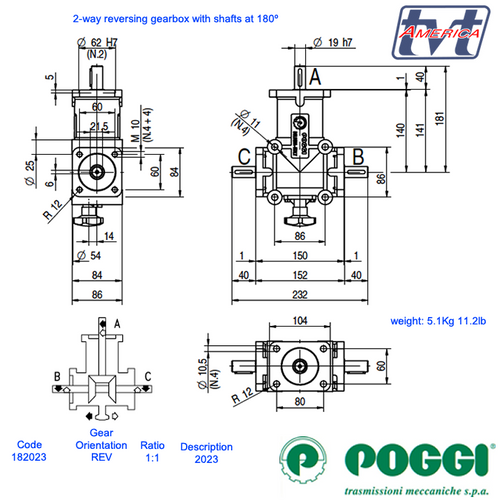 Poggi® Right Angle Reversing gearbox 2023 Series