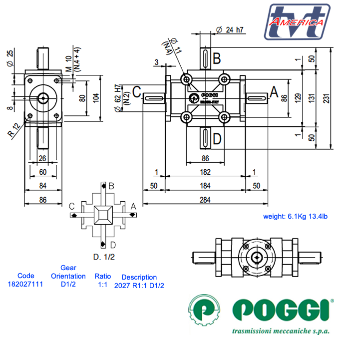 Poggi® Right angle gearbox 2027