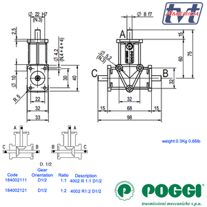 Poggi® Right angle gearbox 4002 Series