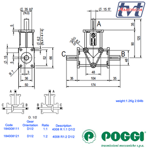 Poggi bevel gearbox 4008