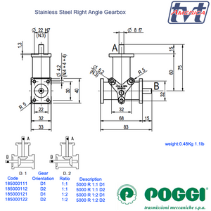 Poggi® Right angle gearbox 5000 Series.