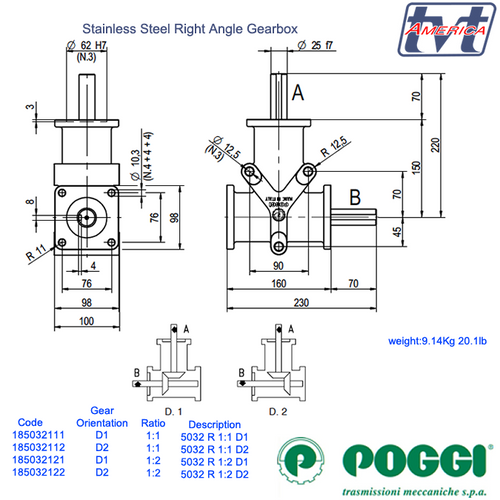 Poggi® Right angle gearbox 5032 Series