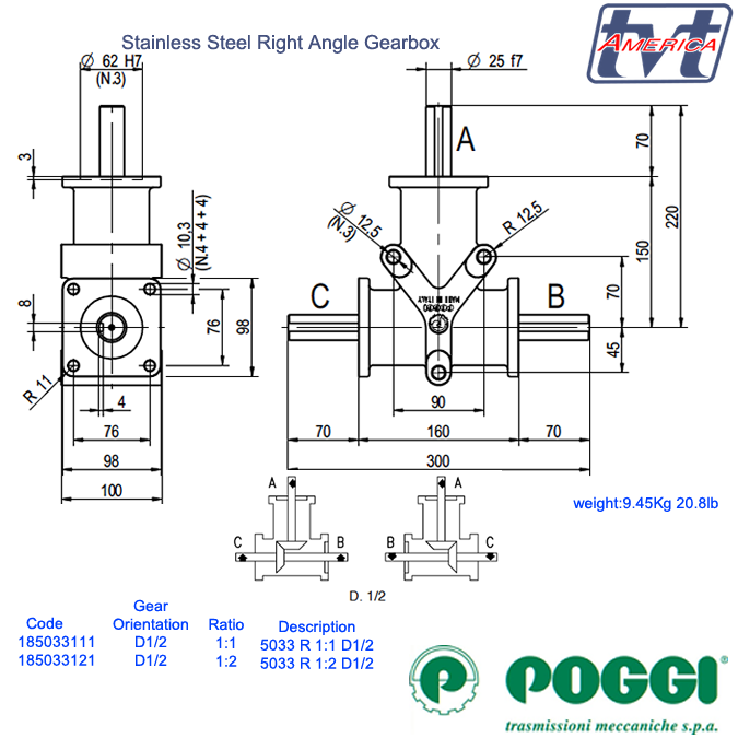 Poggi Bevel Gearbox 5033