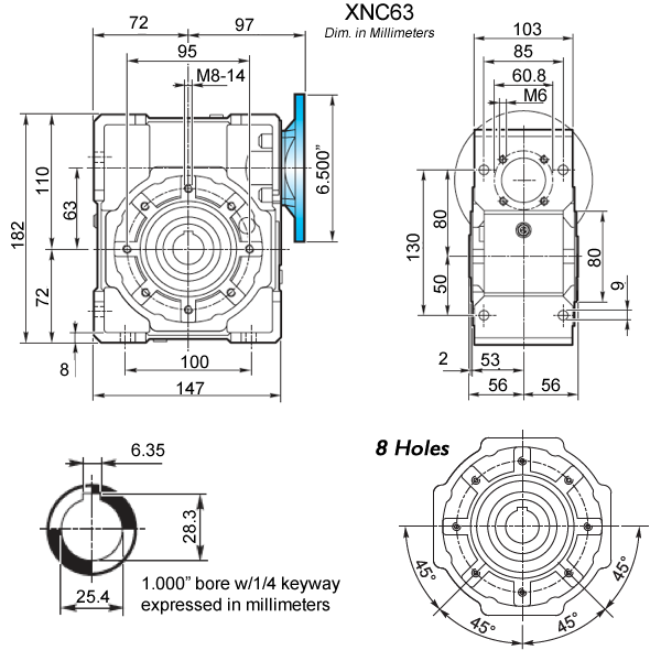 SUPER  -X- NEMA/Inch Worm Gear Reducers - Size 63
